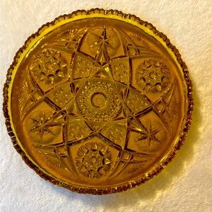 Vintage Amber Cut Plate